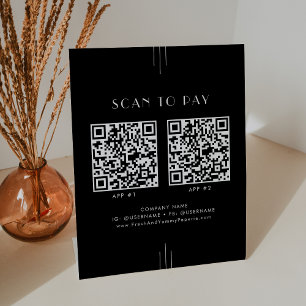 EVERLY Art Deco Schwarzes Geschäft 2 Apps Scannen Sockelschild