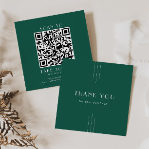 EVERLY Art Deco Smaragd Business QR Code Danke Rabattkarte