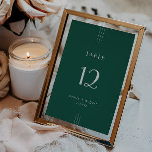 EVERLY Art Deco Smaragd Hochzeitstisch Zahlen Einladung
