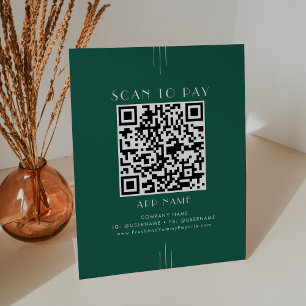 EVERLY Art Deco Smaragdgrün Geschäft Scan To Pay Sockelschild