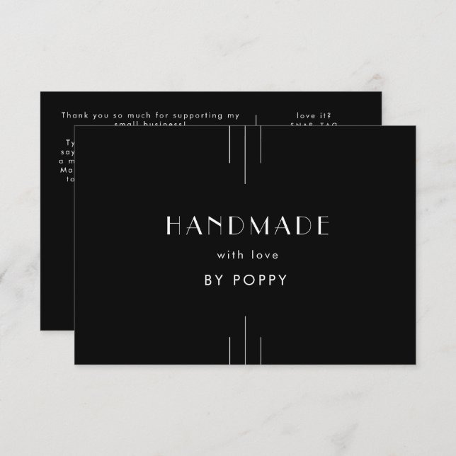 EVERLY Black Handmade with Love Thank You Order Begleitkarte (Vorne/Hinten)