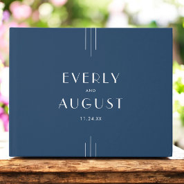 EVERLY Classic Modern Art Deco Navy Blue Wedding Gästebuch
