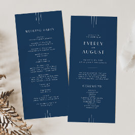EVERLY Classic Modern Art Deco Navy Blue Wedding Programm