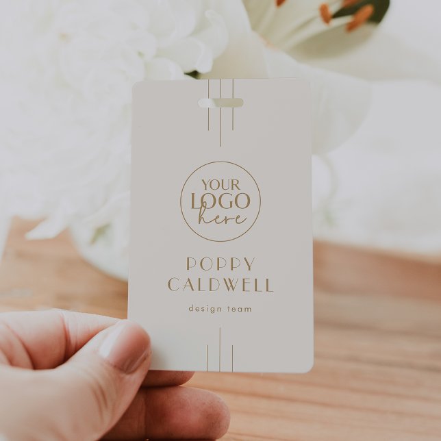 EVERLY Cream Gold Logo QR-Code Mitarbeiter-ID-Kart Ausweis (EVERLY Cream Gold Logo QR Code Employee ID Card Badge)