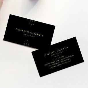 EVERLY Eleganter Art Deco Schwarz und Gold Visitenkarte