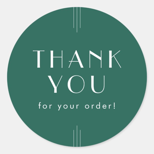 EVERLY Emerald Green Thank You For Your Order Runder Aufkleber (Vorderseite)