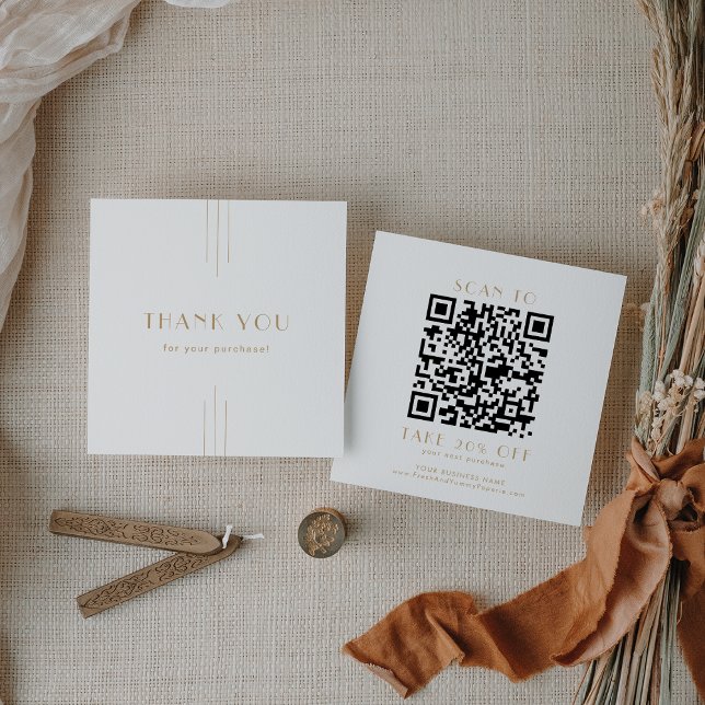 EVERLY Gold Art Deco Business QR Code Danke Rabattkarte (EVERLY Gold Art Deco Business QR Code Thank You Discount Card)