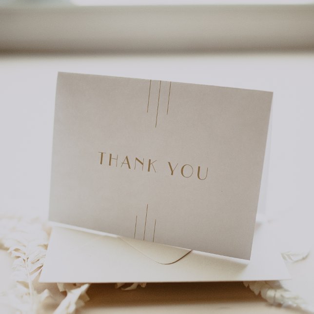 EVERLY Gold Art Deco Einfache geometrische Hochzei Dankeskarte (EVERLY Gold Art Deco Simple Geometric Wedding Thank You Card)