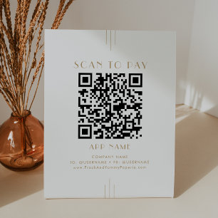 EVERLY Gold Art Deco Einfache Geschäftsscan-Zahlun Sockelschild