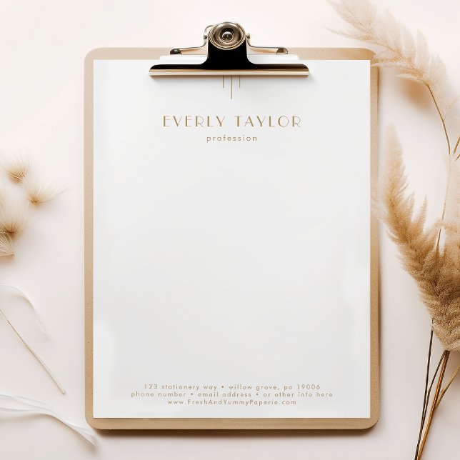 EVERLY Gold Art Deco Geschäft Professionell Untern Briefbogen (EVERLY Gold Art Deco Business Professional Company Letterhead)