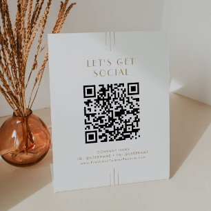EVERLY Gold Deco Business Let's Get Social Media Sockelschild