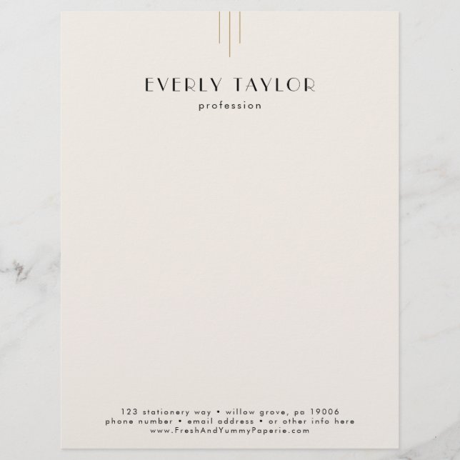 EVERLY Ivory Black Business Professional Company Briefbogen (Vorderseite)