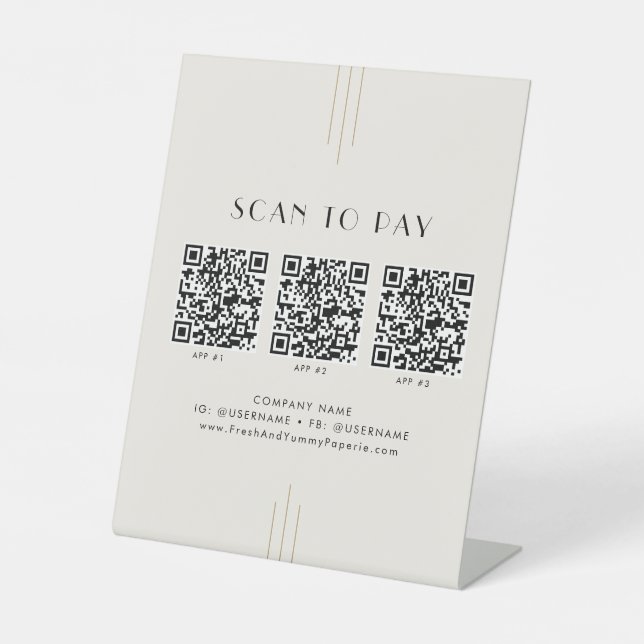 EVERLY Ivory Black Business QR Code Scan To Pay Sockelschild (Vorderseite)