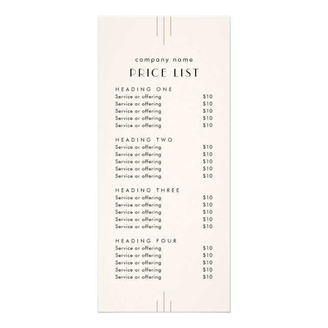 EVERLY Ivory Double Sided Business Price List Werbekarte (Vorne)