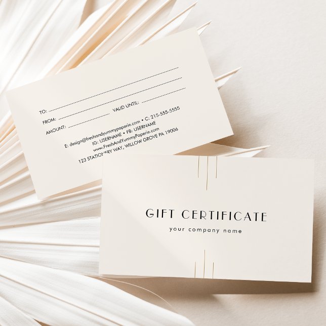 EVERLY Ivory Gold Black Business Gift Certificate (EVERLY Ivory Gold Black Business Gift Certificate)