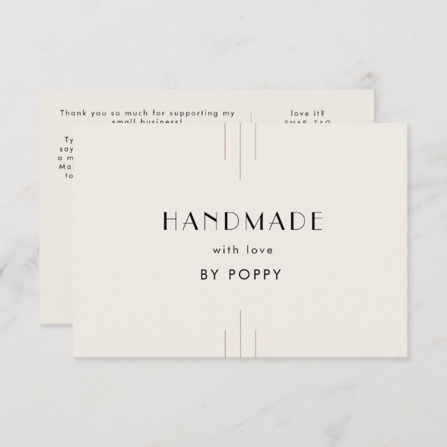 EVERLY Ivory Handmade with Love Thank You Order Begleitkarte (Vorne/Hinten)