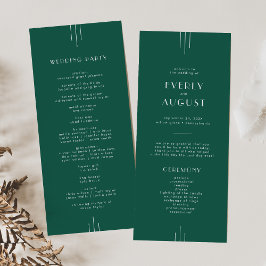 EVERLY Jewel Tone Art Deco Emerald Green Wedding Programm