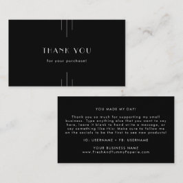 EVERLY Modern Art Deco Black and White Thank You Visitenkarte