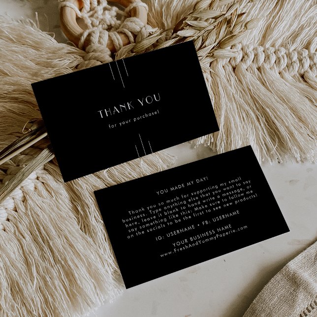 EVERLY Modern Art Deco Black and White Thank You Visitenkarte (EVERLY Modern Art Deco Black and White Thank You Business Card)