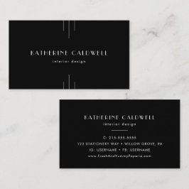 EVERLY Modern Art Deco Black and White Visitenkarte