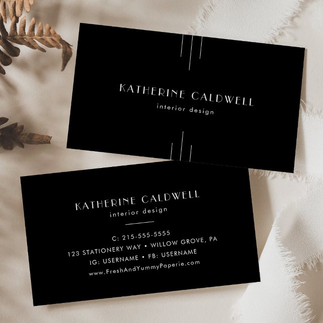 EVERLY Modern Art Deco Black and White Visitenkarte (EVERLY Modern Art Deco Black and White Business Card)