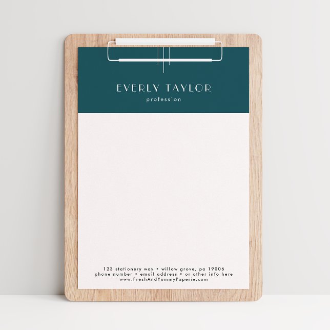 EVERLY Peacock Teal Geschäft Professionell Unterne Briefbogen (EVERLY Peacock Teal Business Professional Company Letterhead)
