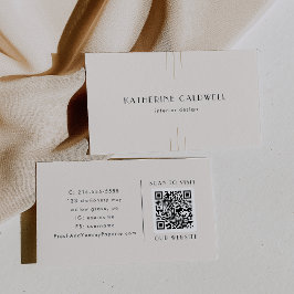 EVERLY Retro Art Deco Ivory Gold Black QR Code Visitenkarte