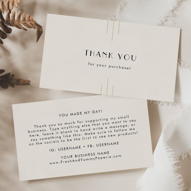 EVERLY Retro Art Deco Ivory Gold Black Thank You Visitenkarte (EVERLY Retro Art Deco Ivory Gold Black Thank You Business Card)