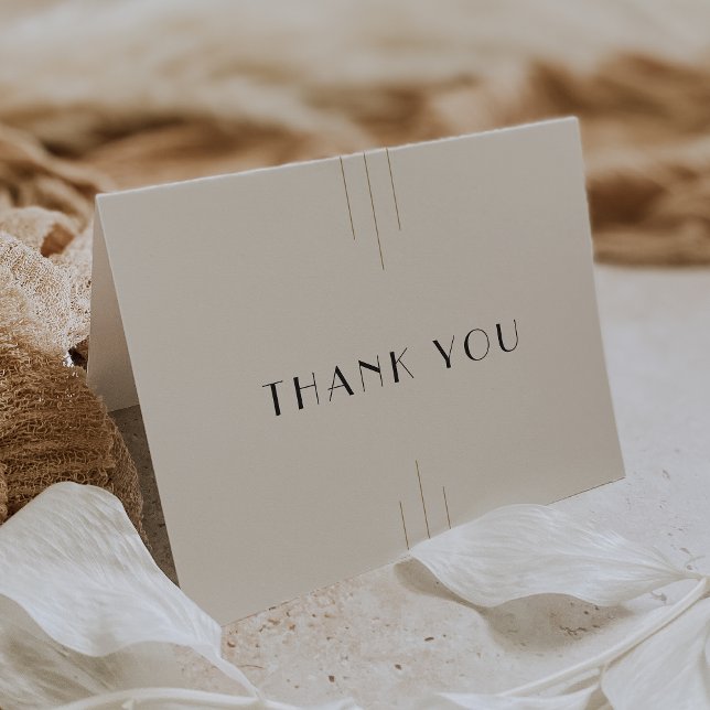 EVERLY Retro Art Deco Ivory Gold Black Wedding Dankeskarte (EVERLY Retro Art Deco Ivory Gold Black Wedding Thank You Card)