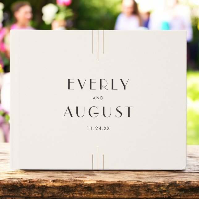 EVERLY Retro Art Deco Ivory Gold Black Wedding Gästebuch (EVERLY Retro Art Deco Ivory Gold Black Wedding Guest Book)