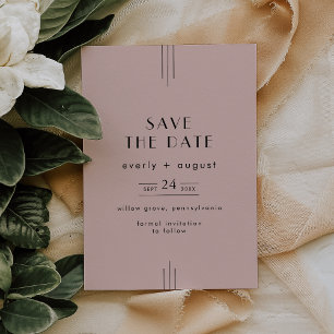 EVERLY Retro Vintag Art Déco Rosa Hochzeit Save The Date