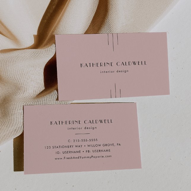 EVERLY Retro Vintage Art Deco Blush Pink Visitenkarte (EVERLY Retro Vintage Art Deco Blush Pink Business Card)