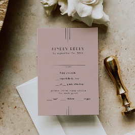 EVERLY Retro Vintage Art Deco Blush Pink Wedding RSVP Karte