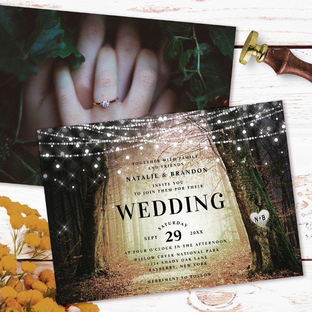 Evermore | Bezauberter Fairy Forest | Amber Weddin Einladung (Set the tone for an enchanting woodland celebration with the Evermore wedding invitation!)