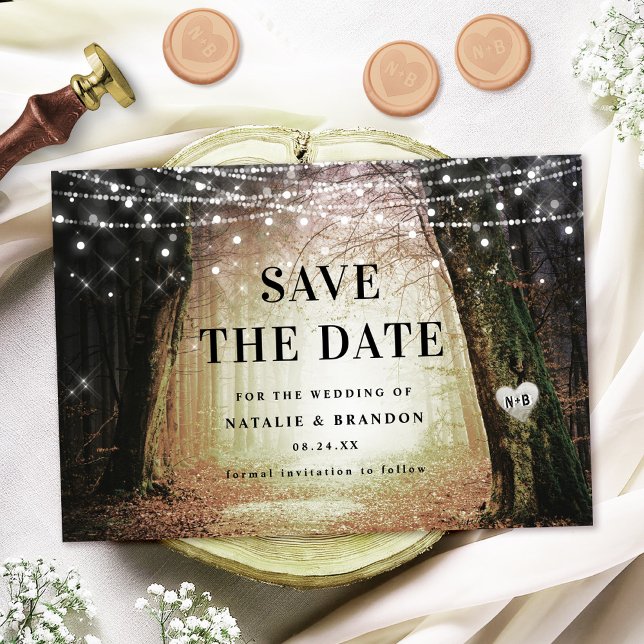 Evermore | Bezauberter Fairy Forest | Amber Weddin Save The Date (Announce your special day with the Evermore Save the Date - shown in the amber colorway!)