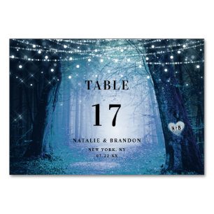 Evermore Bezauberter Fairy Forest Blue Wedding Tischnummer