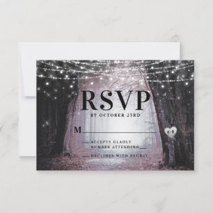 Evermore   Bezauberter Fairy Forest   Mauve Weddin RSVP Karte