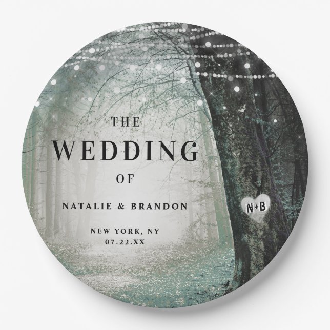 Evermore | Bezauberter Fairy Forest | Moss Wedding Pappteller (Vorderseite)