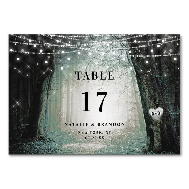 Evermore | Bezauberter Fairy Forest | Moss Wedding Tischnummer (Vorderseite)