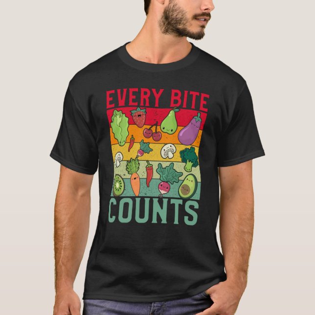 Every Bite counts Vegan Vegan Saying T-Shirt (Vorderseite)