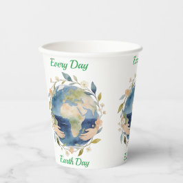 Every Day Earth Day Floral Globe With Hands Pappbecher