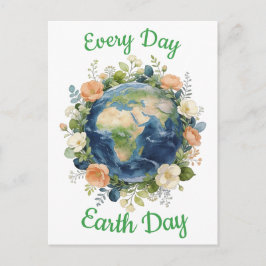 Every Day Earth Day Floral Wreath Earth Feiertagspostkarte