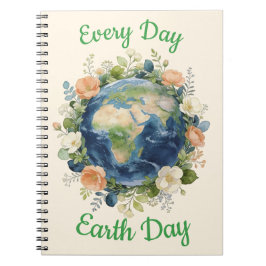 Every Day Earth Day Floral Wreath Earth Notizblock