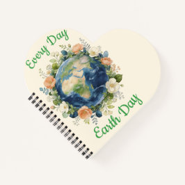 Every Day Earth Day Floral Wreath Earth Notizbuch