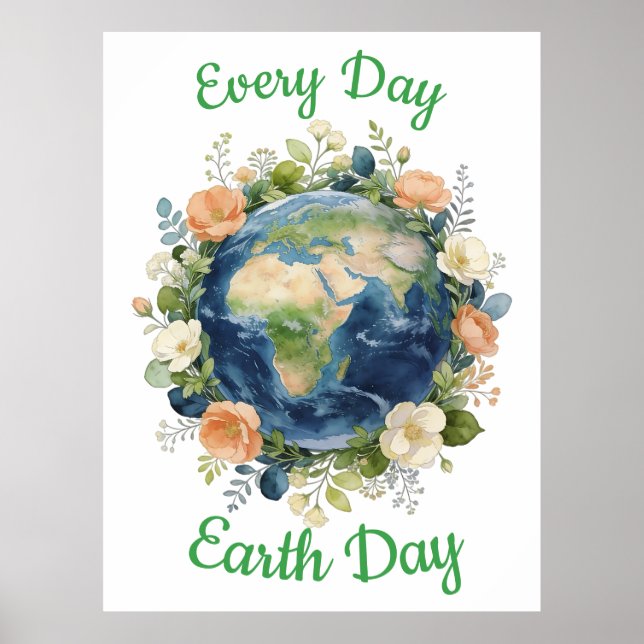 Every Day Earth Day Floral Wreath Earth Poster (Vorne)