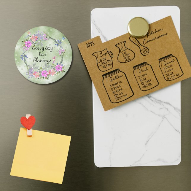 Every Day Has Blessings Floral Hummingbird Magnet (Everyday had blessings fridge magnet)