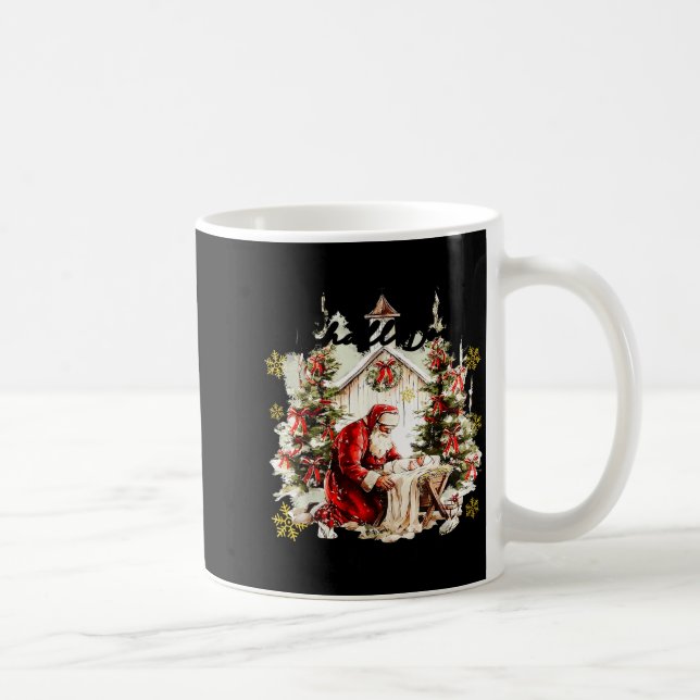 Every Knee Shall Bow Funny Kneeling Santa Baby Jes Kaffeetasse (Rechts)
