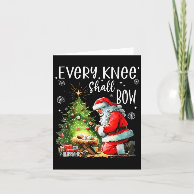 Every Knee Shall Bow, Kneeling Santa Baby Jesus Ch Karte (Vorderseite)