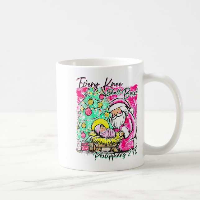 Every Knee Shall Bow Santa Christmas Nativity Scen Kaffeetasse (Rechts)
