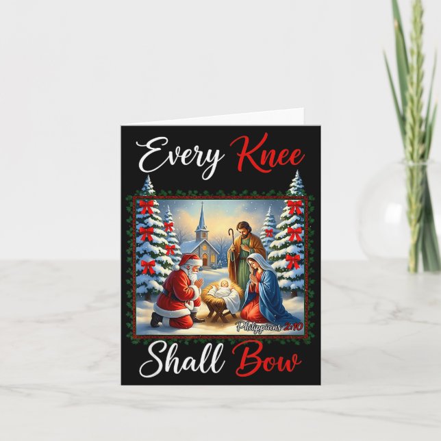 Every Knee Shall Bow Santa Christmas Nativity Scen Karte (Vorderseite)